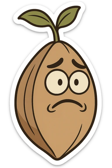 cartoon style illustration of a single plant seed, simple and clear sticker