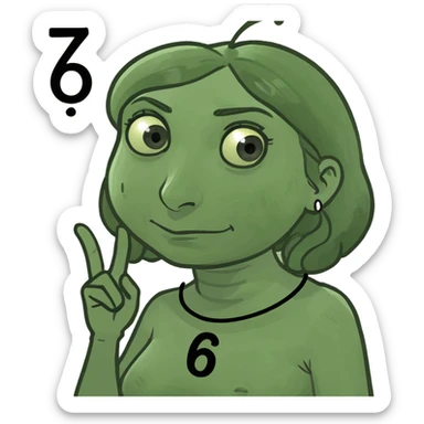 lady that doesn’t know anything and has the number 6 on one hand and 7 on the other looking confused sticker