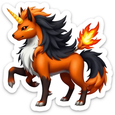Shiny Exotic Gothic Rapidash-Houndoom-Arcanine-Pokémon-Fakémon-hybrid-creature sticker