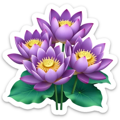 bouquet Purple Lotus,stem, Lotus leaf sticker