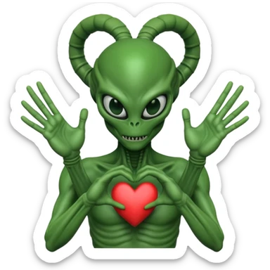 xenomorph from the movie Alien making heart sign with hands sticker