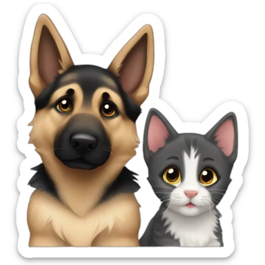 German Shepherd puppy and kitten sticker