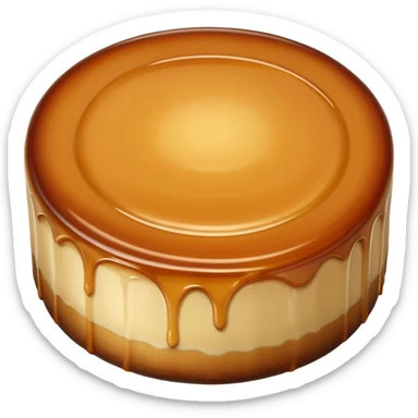 round caramel flan, glossy top, soft custard texture sticker
