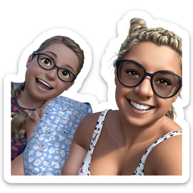 smiling girl with boys around sticker