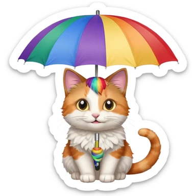 Cat with rainbow umbrella sticker