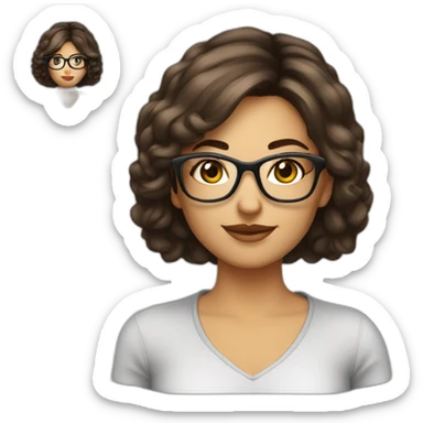 femme brune cheveux courts lunettes transparentes sticker