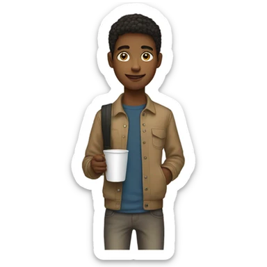 Full length teenager with cup sticker