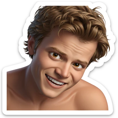smiling boy with brown hair sticker