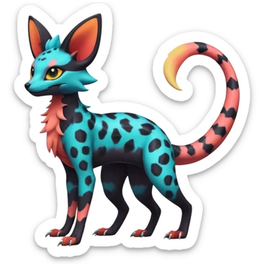 Neon-magma-pastel-gradients-colored Salandit-Umbreon-Genet-Noivern-Noibat-Serval-Hybrid (Full body) sticker