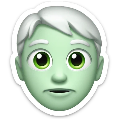green face smug black eyes white pupils sticker