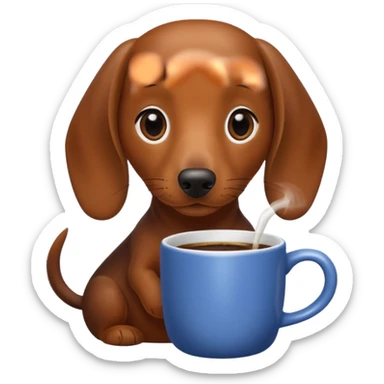 dachshund drinking morning coffee  sticker