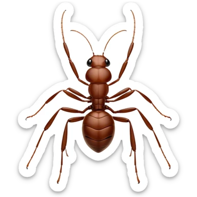 Cinematic Realistic Noble Ant Portrait Emoji, Poised and industrious, with a compact, meticulously segmented body covered in smooth, natural brown exoskeleton and focused, determined eyes rendered in lifelike detail, high shine, intelligent and resilient, styled with an air of urban diligence, focused and attentive, soft glowing outline, capturing the essence of a watchful and confident ant that appears ready to march out of the screen with unwavering authority! sticker