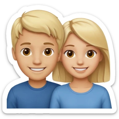 Blonde boy and blonde girl, medium skin tone sticker