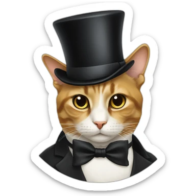 cat wearing bowtie, monocle, and tophat sticker