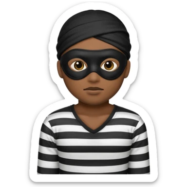 A theif robber emoji,Stripped shirt,eye mask, black head. sticker