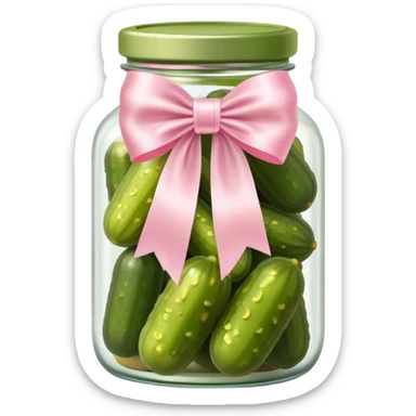 Jar of pickles with light pink bow sticker