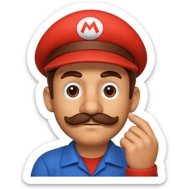 only mario's head thinking with his hand on his chin sticker