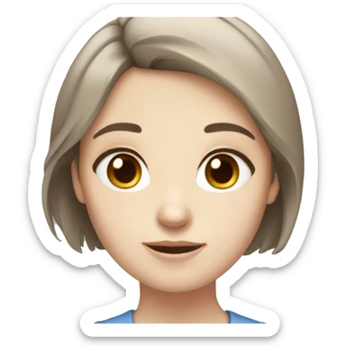 Brown hair blue eyes short hair white skin tone a girl  sticker