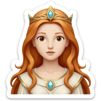 Minerva, Goddess of Wisdom from Gods and Goddesses with long reddish blonde hair, ivory outfit sticker