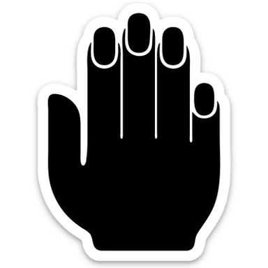 female hand with manicure, minimalist silhouette, solid black fill, modern style sticker