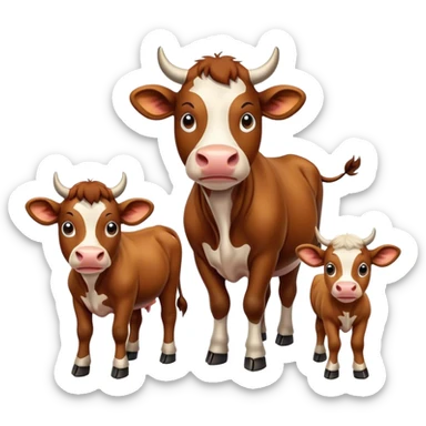 Famille une  Vache, un gros taureau et leurs veau  sticker