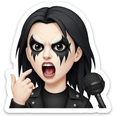 Black metal musician, screaming with mirophone sticker