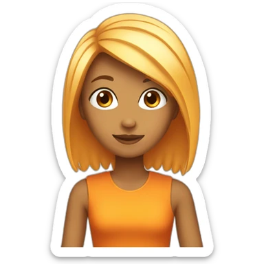 chica pelo largo naranja sticker