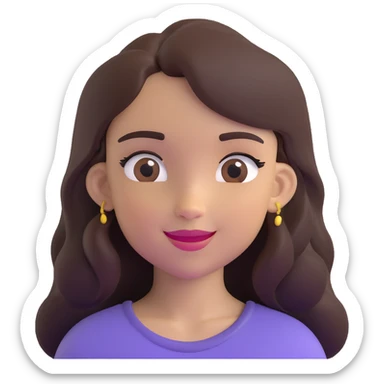 light skin brown girl with long dark brown hair and dark brown eyes, winking sticker