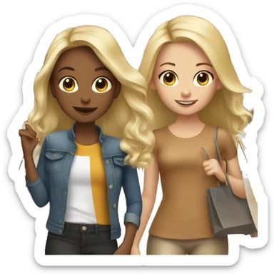 2 blonde girls, 1 young girl with brown hair shopping in NYC sticker