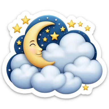 Moon with cloud and stars sticker