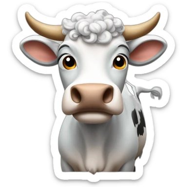 Curly haïr cow sticker