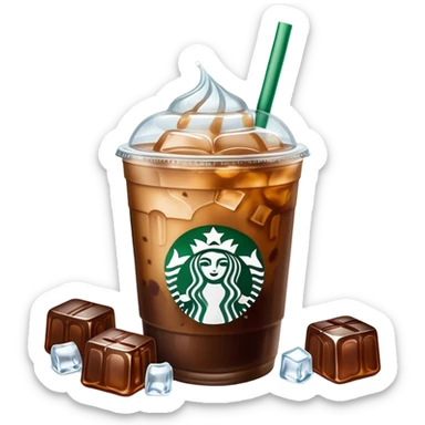 Starbuck ice coffee with ice cubes sticker