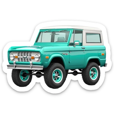 turquoise green classic ford bronco with slot mag wheels sticker