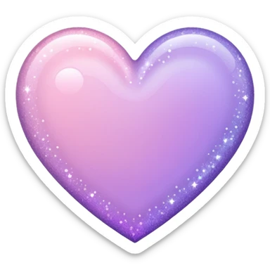glitter heart with pastel purple to pastel pink ombre sticker