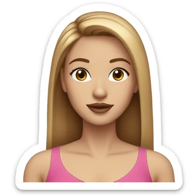 A beautiful woman with straight light brown hair, pink lips, thin eyebrows. sticker