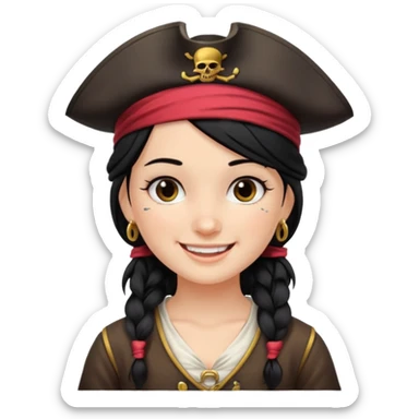 pirate girl with black hair band  sticker