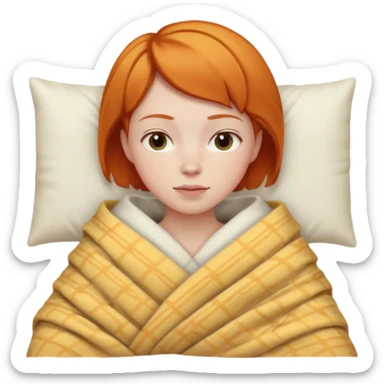 ginger woman short hair bed cuddle blanket  sticker