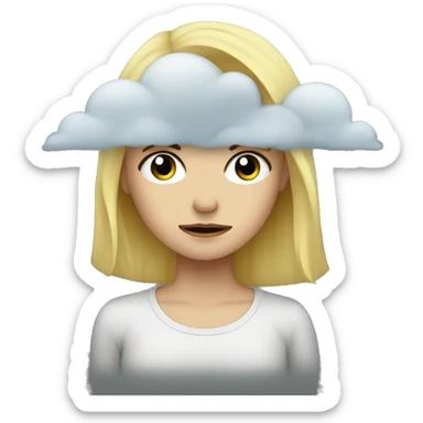 rain cloud over sad blonde girl sticker