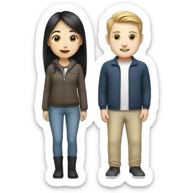 south korean girl and white guy sticker