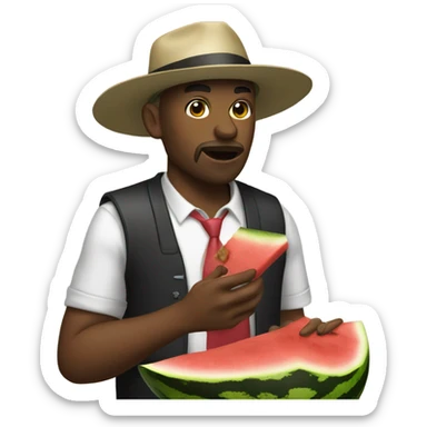 gangster eating watermelon and chicken sticker
