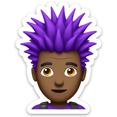 A purple man with big spiky hair sticker