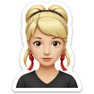 femme 35 ans blonde frange cheveux attachés sticker