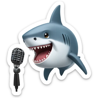 A shark with a microphone  sticker