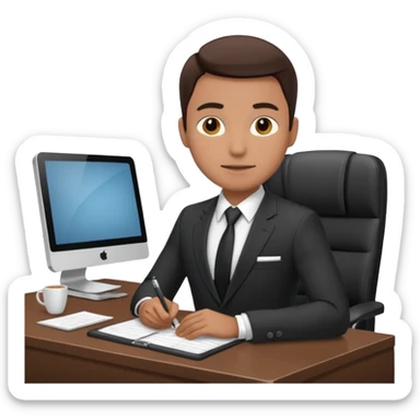 une image de 3/4 avec un recruteur à son bureau PAS DE FACE DE 3/4 sticker