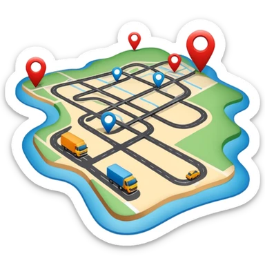 create a realistic emoji showing a map with a route for a logistic company sticker