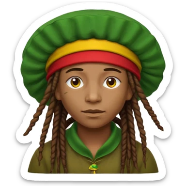 Jamaican dreads with a Jamaican bonnet no person just the hair sticker