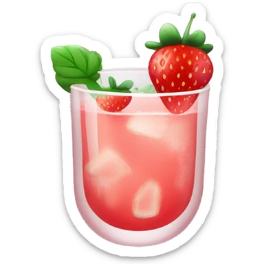 glass with strawberry design sticker