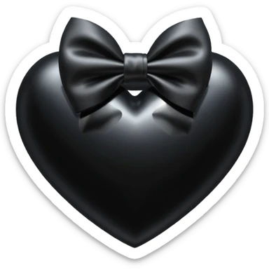 black heart with a black bow on top sticker