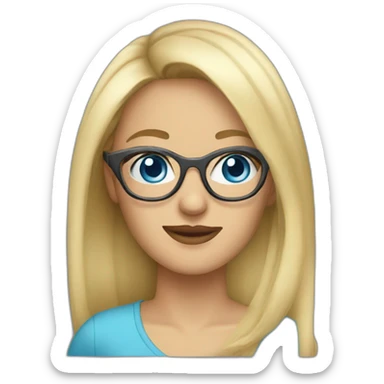 woman glasses blond blue eyes wrinkles sticker