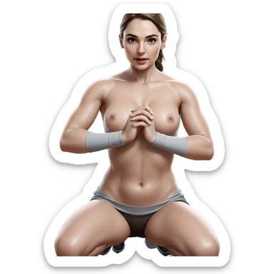 realistic portrait of kneeling girl sticker